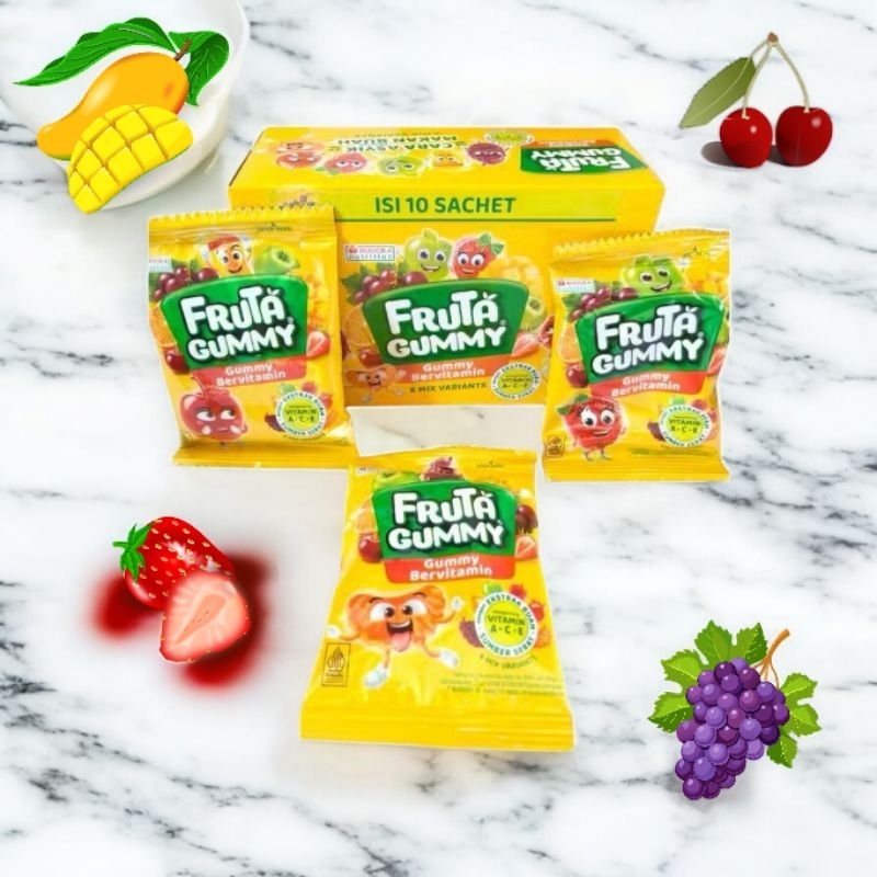 

FRUTA GUMMY BERVITAMIN A C E Aneka Rasa Buah HALAL MUI dan BPOM