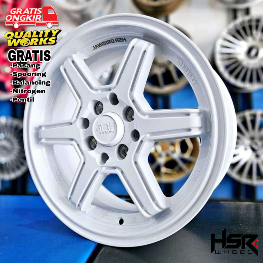 Velg Racing R14 Hsr Minas Warna Putih, Mobil Sigra, Calya, Agya, Datsun