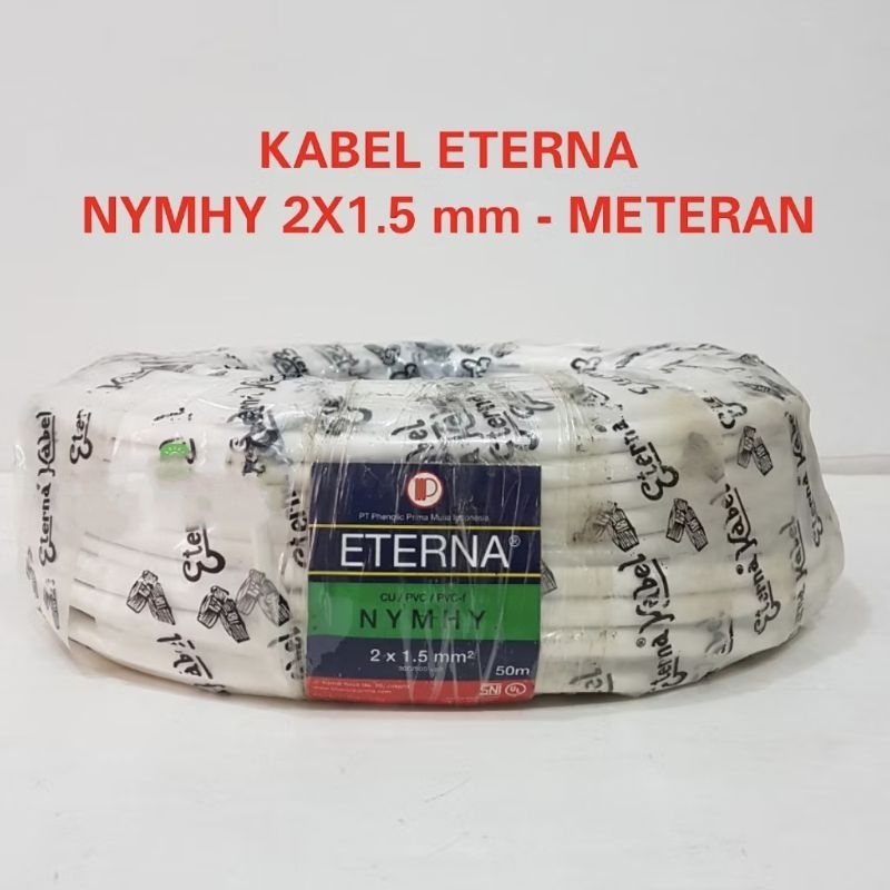 Kabel Eterna NYMHY 2*1,5 mm Serabut / Kabel Eterna Serabut 2x1,5 mm Harga permeter Bisa Gojek Grab M