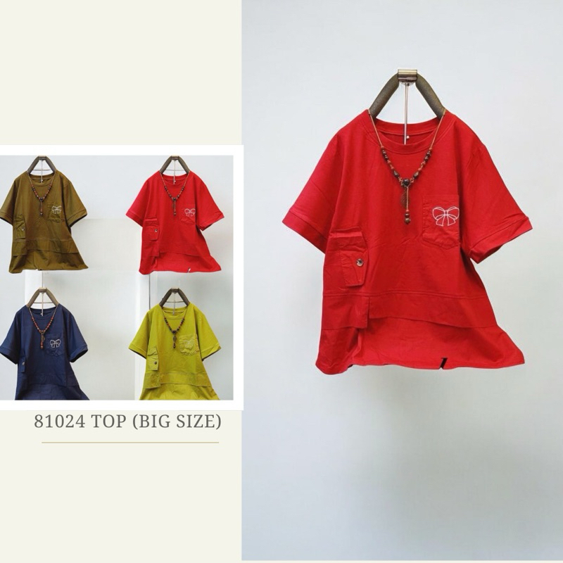 Foria 81024 top - atasan kaos wanita casual korea merah imlek big size