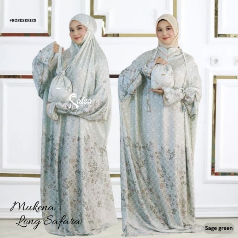 MUKENA Long SAFARA Roseseries Silk Premium | MUKENA Travel Mewah ORIGINAL By.Raisa Hijab