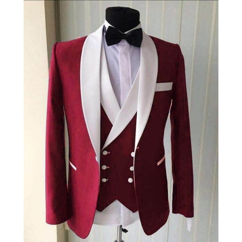 Nugraha Tailor - Jas Pengantin Pria Maroon Variasi
