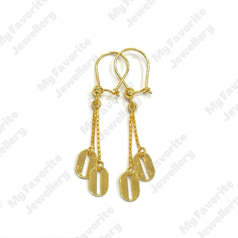 Anting Panjang Simpel Emas Asli Kadar 700 16K
