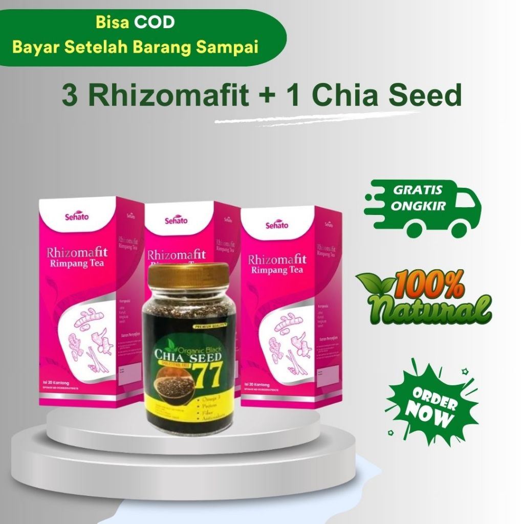 

PAKET HEMAT 3 Rhizoma Tea Rhizomafit + Biji Chia Black Chia Seed 77