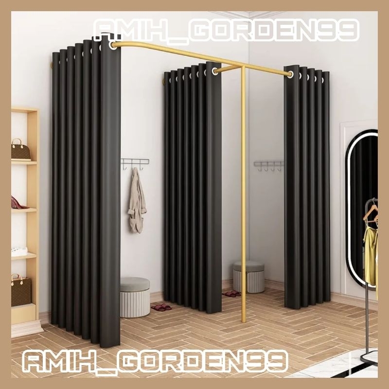 Gorden Blackout Full Polos 100% Abu Gelap - Gorden Fitting Room - Gorden Jendela Minimalis 6 Gelomba
