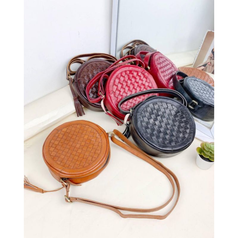 Tas Kulit Asli Wanita Anyam Series New