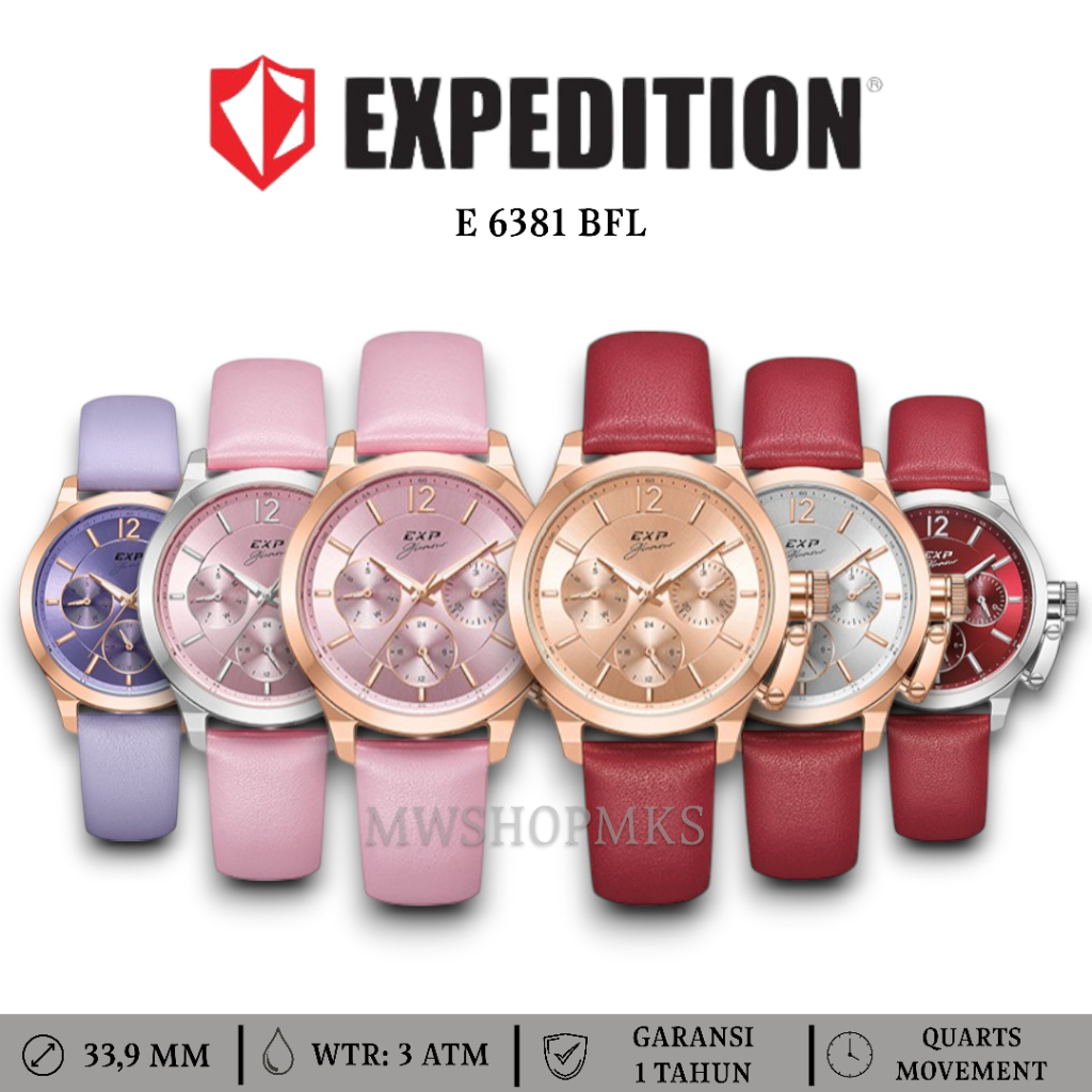 Jam Wanita EXPEDITION E6381 E 6381 E6381 BFL Original Garansi Resmi Free Baterai Cadangan