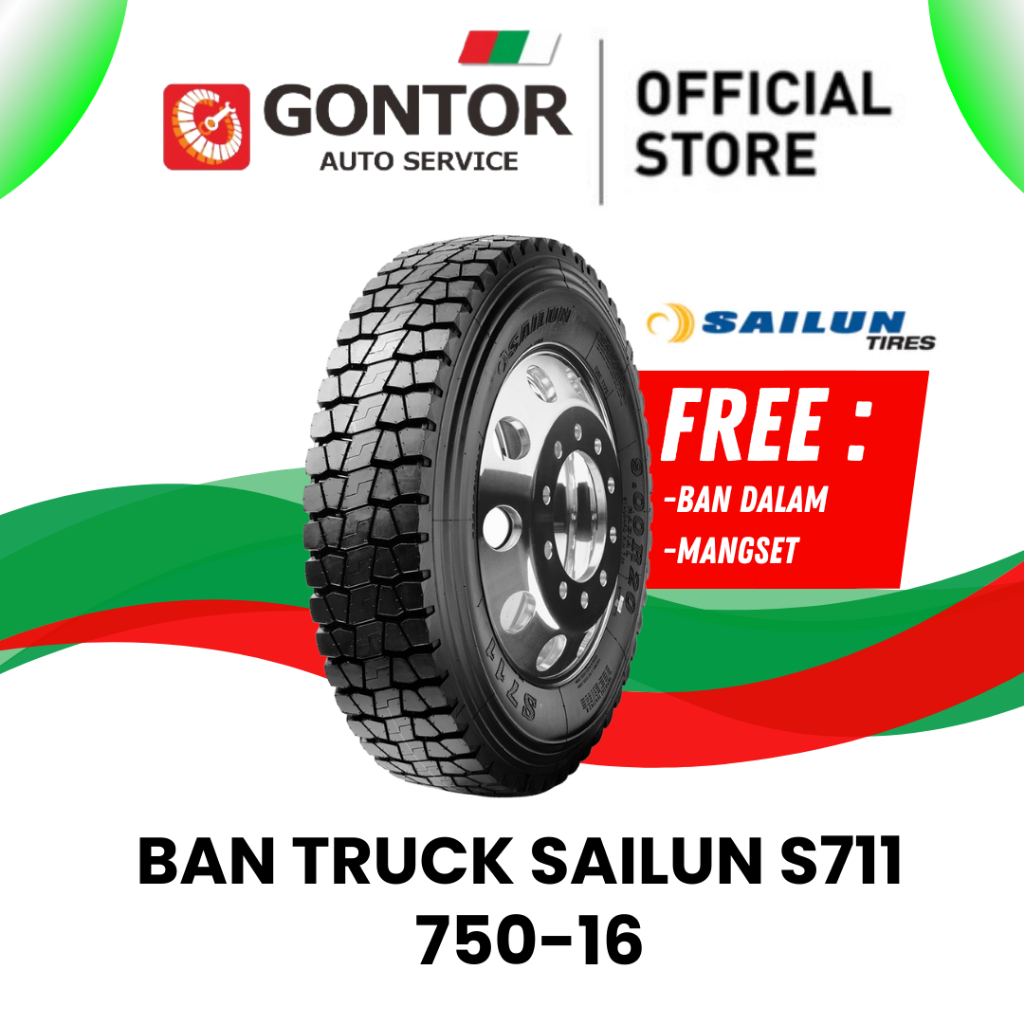 Ban Mobil Truk Sailun S711 750/16 - Isuzu ELF, Hino 500, Mitsubishi Fuso, Mercedes-Benz Axor, Nissan