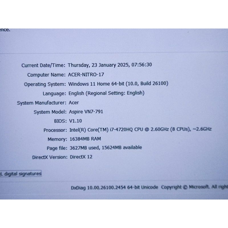 Acer Nitro VN7-791 Core i7 RAM 16GB Dual VGA Nvidia GTX siap Editing