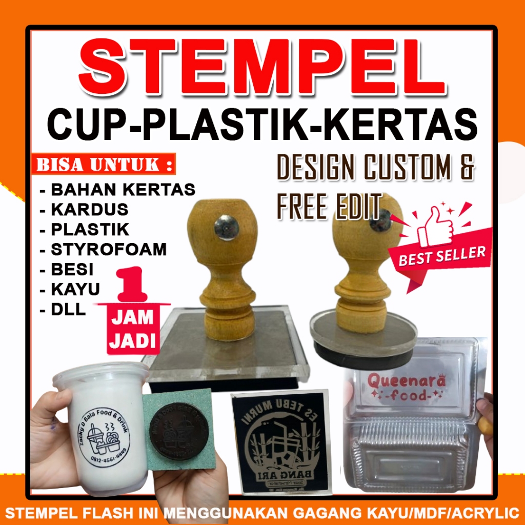 Stempel Cup --Plastik/Bahan Kertas/Tinta Permanen Waterproof Free