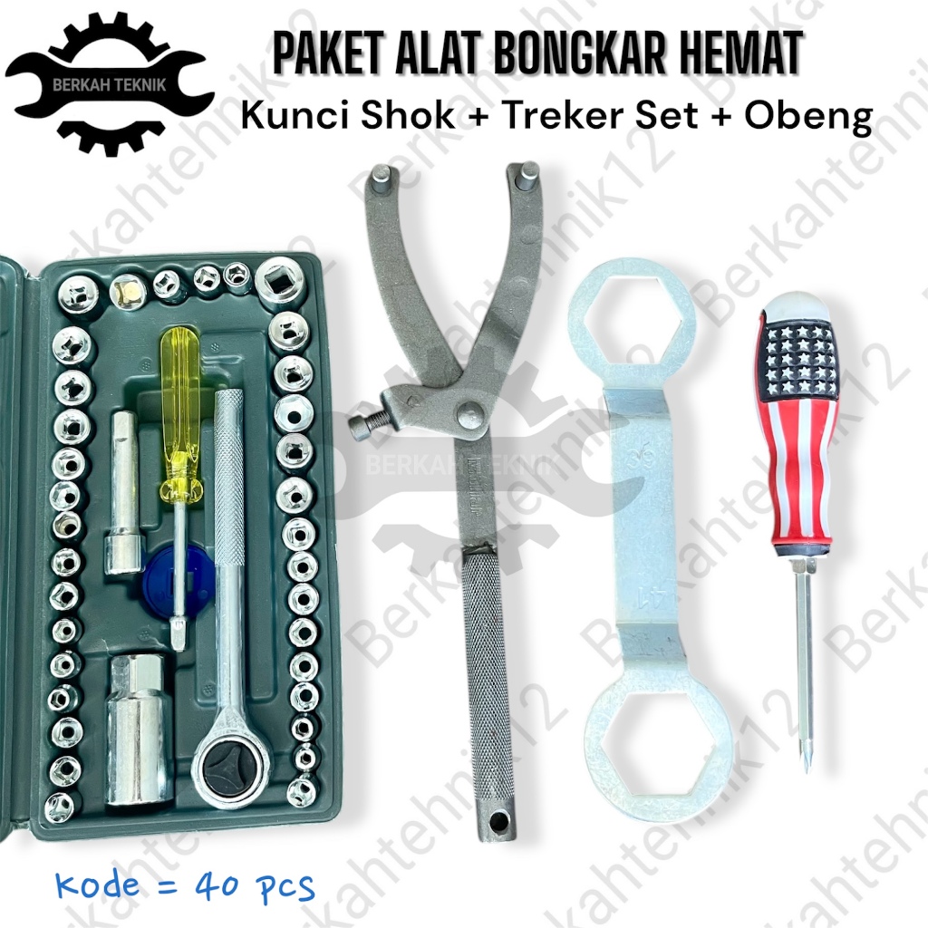 PAKET Treker CVT + Kunci 39x41 MM + Kunci Shock Set 40 Pcs  Tool Kit Kunci Pas / PAKET LENGKAP TREKE