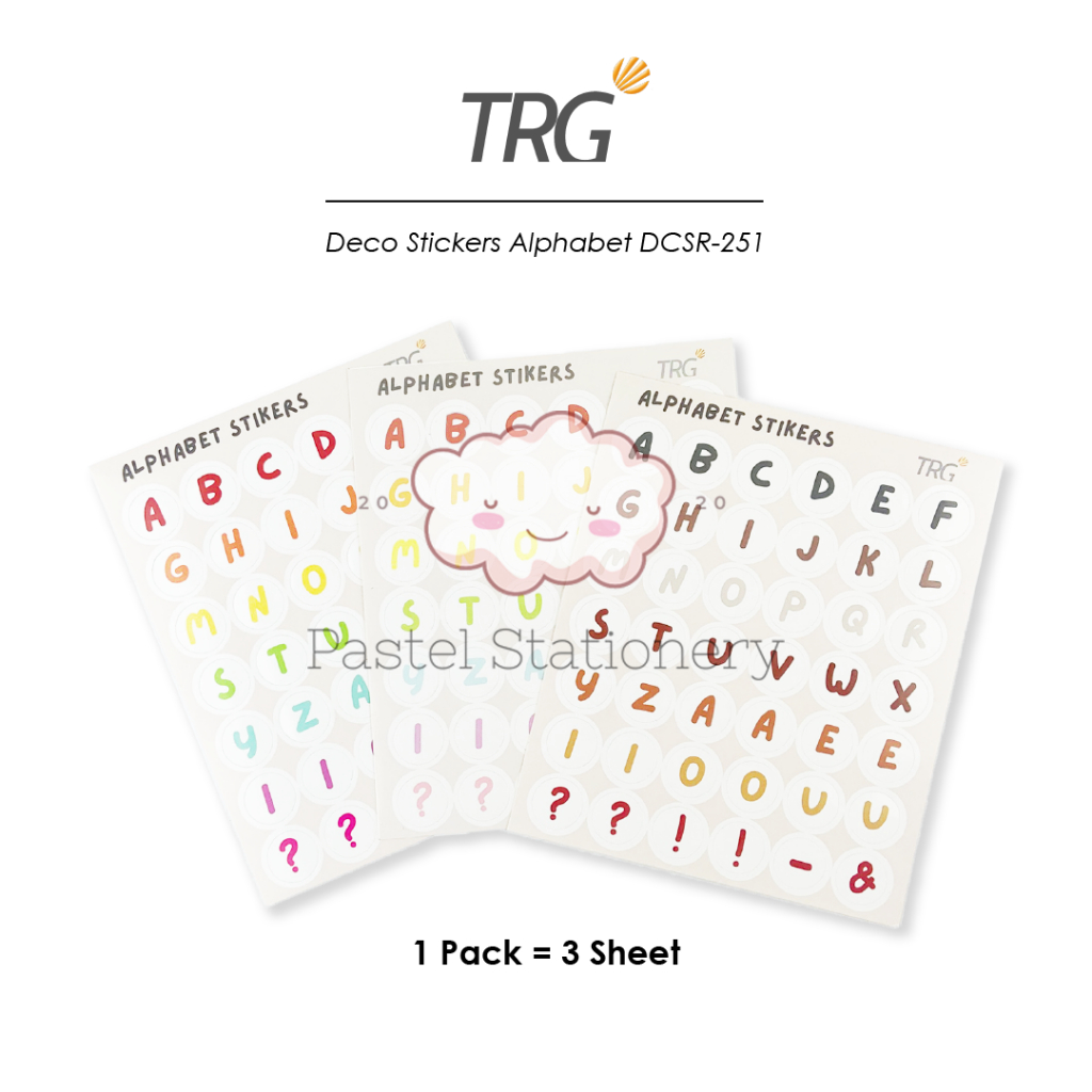 

TRG Deco Alphabet Stickers DCSR-251 - Stiker Huruf Tempel Lucu Untuk Journal Notebook Planner Scrapbook TRG