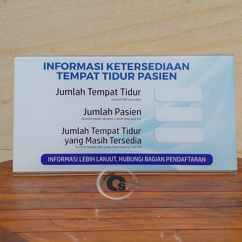 

Akrilik Informasi Ketersediaan Tempat Pasien - Akrilik Lipat - Rawat Inap - Rumah Sakit