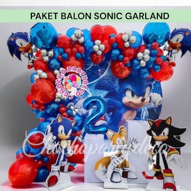 Paket Balon SONIC THE HEDGEHOG GARLAND / Dekorasi Ulang Tahun Super Sonic