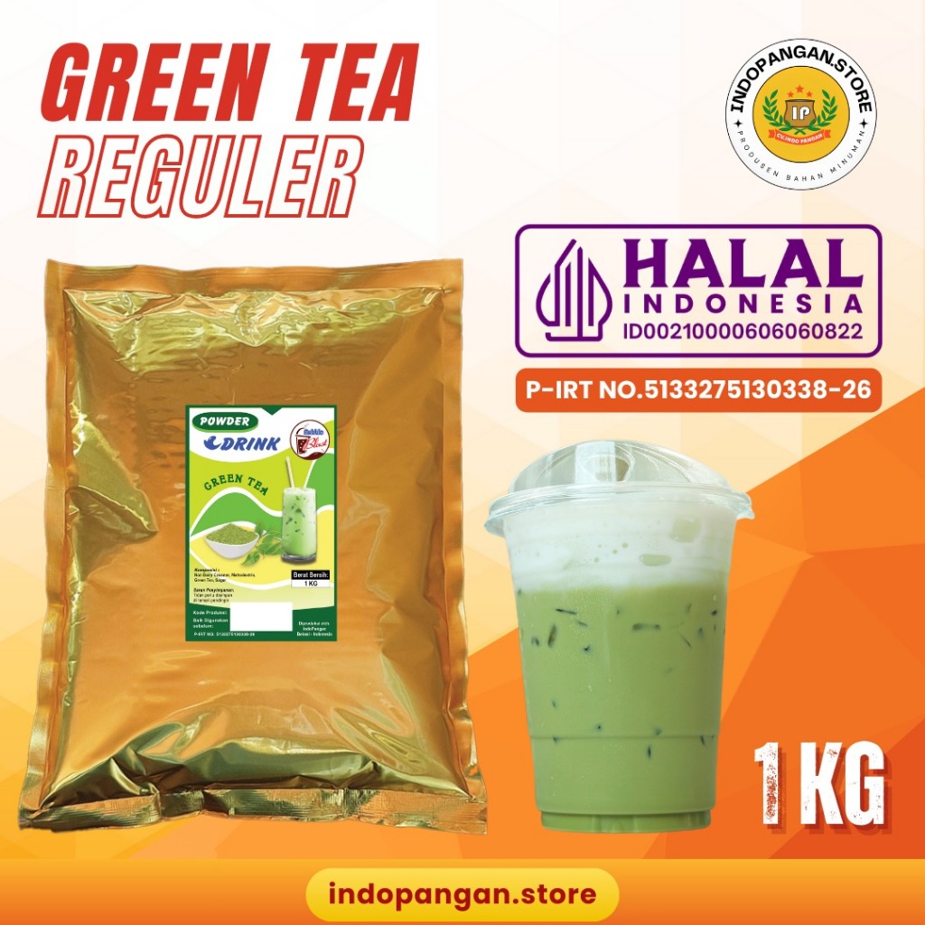 

Powder Rasa Green Tea/Matcha 1 Kg (Mix gula) Kemasan Foil - Bubuk Minuman Rasa Green Tea/Matcha 1 Kg