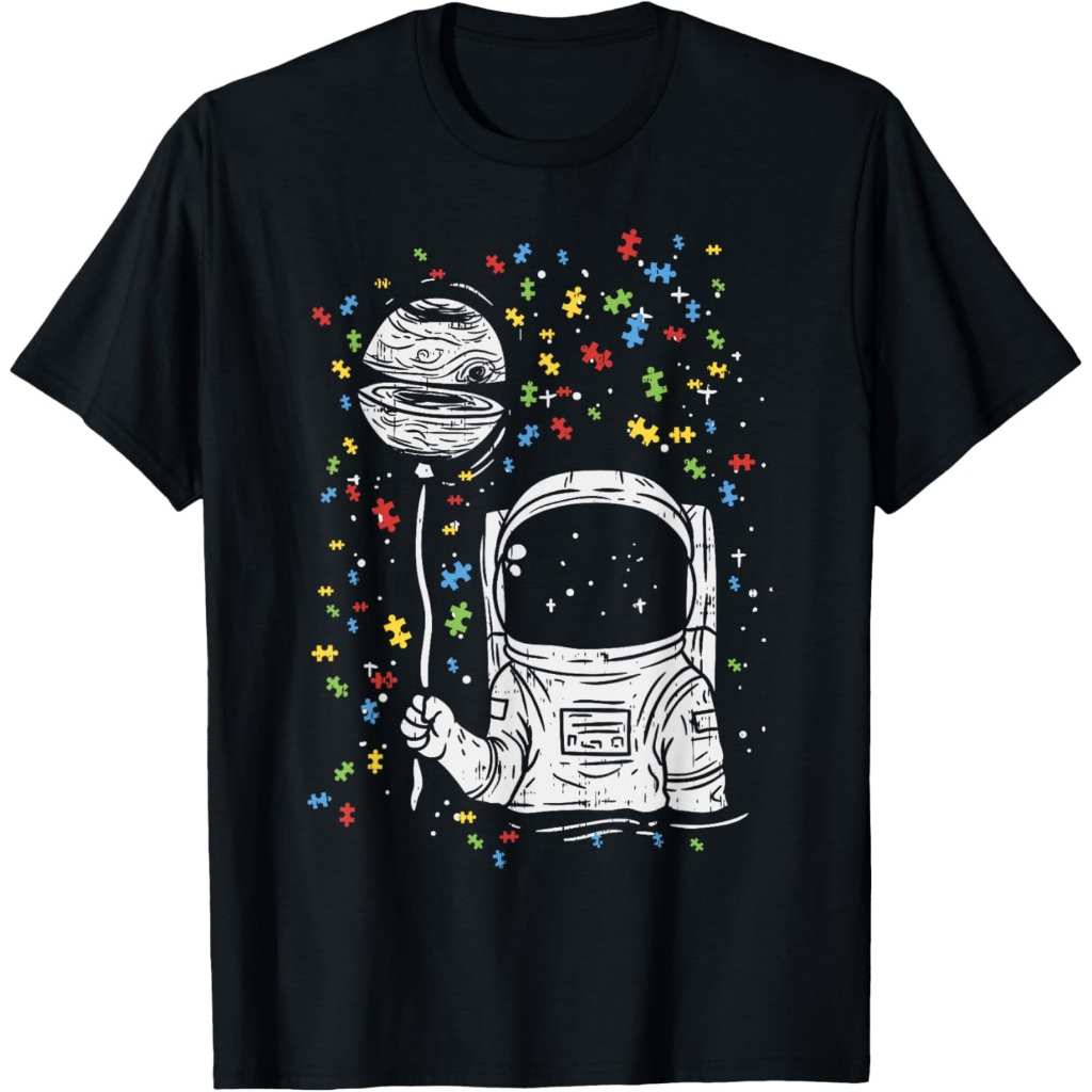 Kaos Astronot Balloon Autism Autism Autism Awareness Space Boy Gift