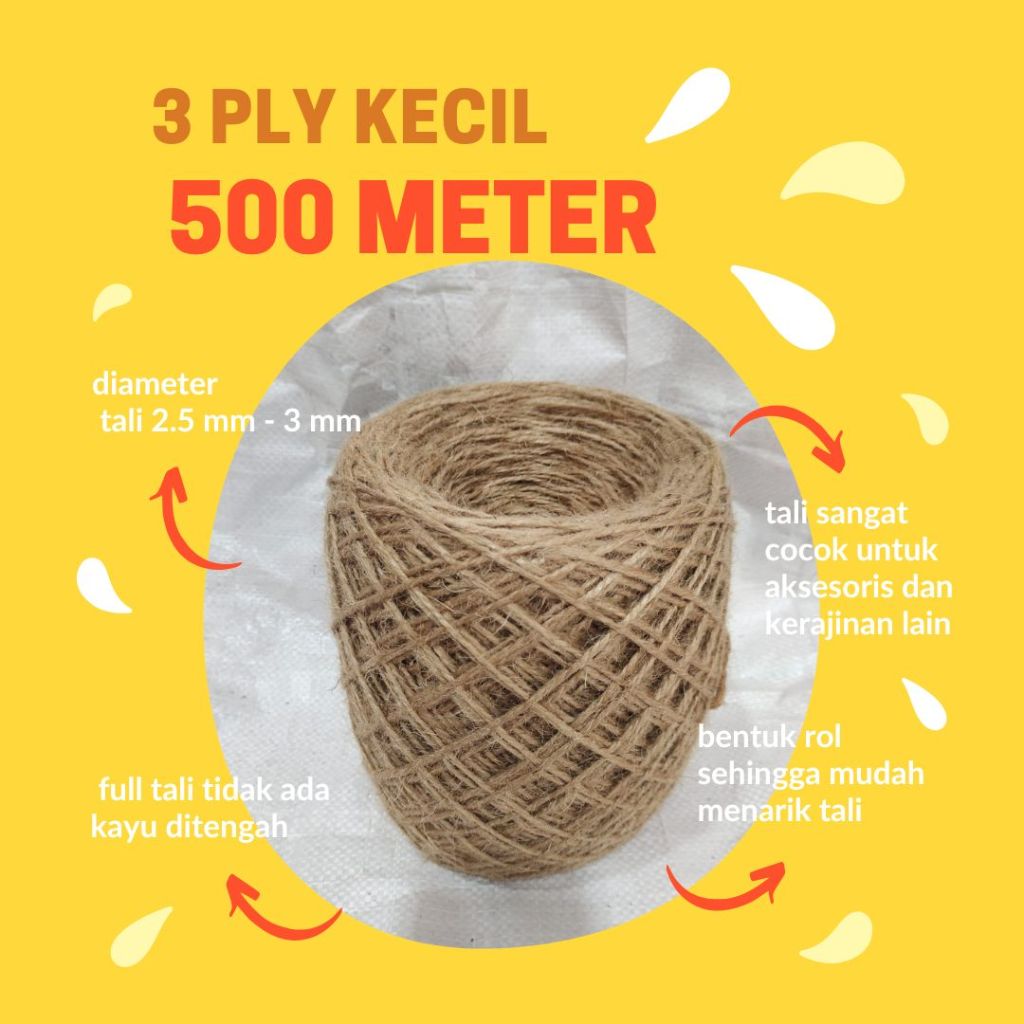 

3ply ±500 meter Tali Goni, Tali Rami, Jute, Tali Vintage, Craft, Aksesoris