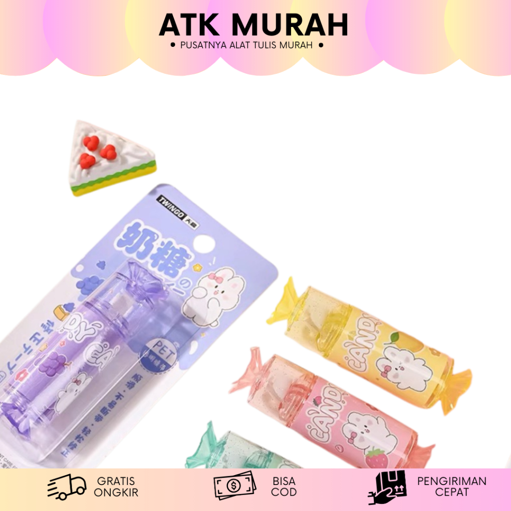 

CORRECTION TAPE TWINGO CANDY TIPEX ROLL ALAT TULIS SEKOLAH IMUT LUCU KADO UNIK MURAH