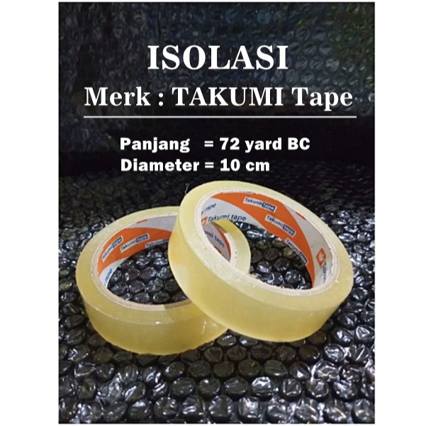 

(1 pc) Isolasi Takumi 24mm x 72 yard BC solatip isolasi 1 inch Bening kuat tebal