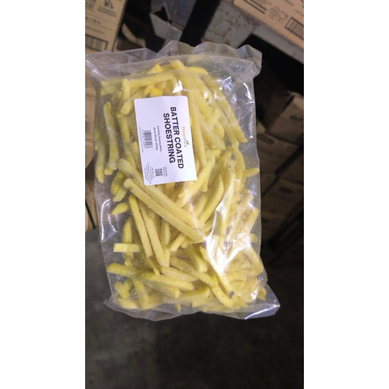 

GROSIR KENTANG GORENG BATTER COATED SHOESTRING 800 GRAM