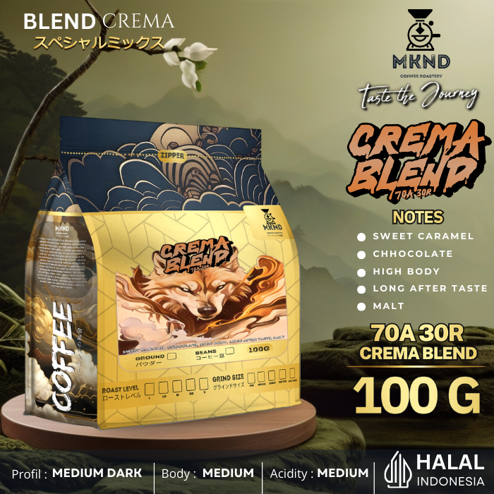 

[BLEND] CREMA BLEND KOPI 100% BIJI KOPI SUSU ESPRESSO BIJI ROBUSTA 30% ARABIKA 70% 100 GRAM