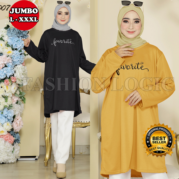 diskon atasan tunik kaos lengan panjang jumbo wanita bigsize ld 120 - ld 130 - ld 140 ukuran xxl -
