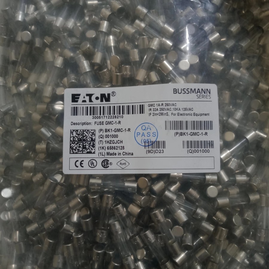 Fuse kaca 5x20 GMC-1-R 1A 250V Time Delay Fuse Bussmann
