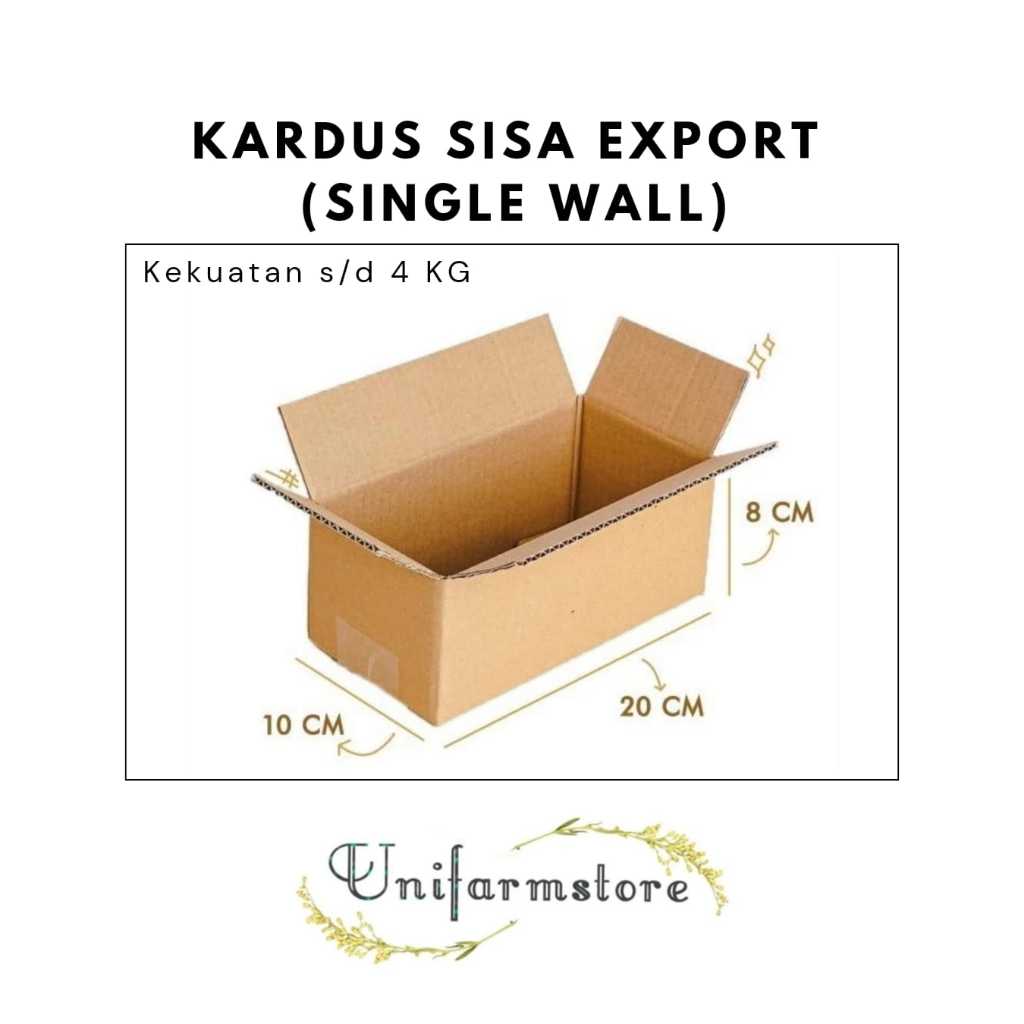 

KARDUS 20x10x8 Single Wall, Sisa Export (tebal 3mm)