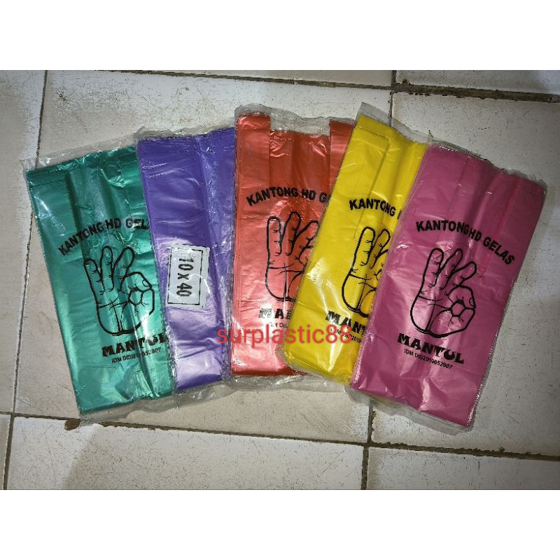 Kantong HD Gelas oz Warna Warni/Kantong Pop Ice/Kantong Plastik Cup Take Away 2cup UK 10×40