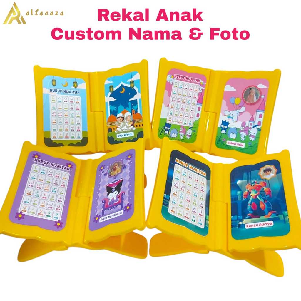 Alfareza - variasi 1 Rekal Meja Lipat Alas ngaji anak custom, bahan plastik kuat, anti air, tanpa PO