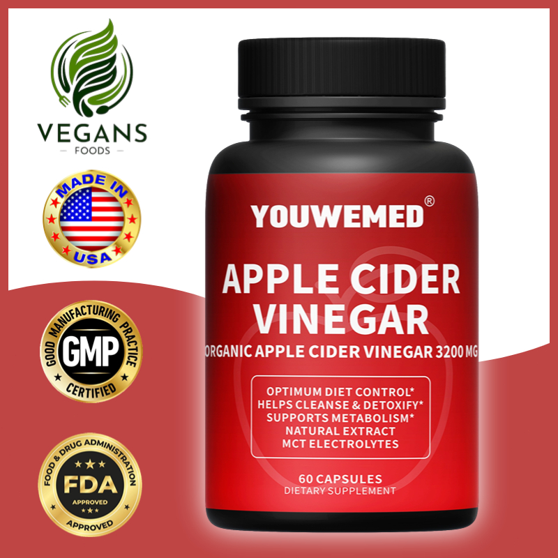 Apple Cider Vinegar, Meningkatkan Pencernaan & Detox, Mendukung Pengaturan Berat Badan, 60 Kapsul