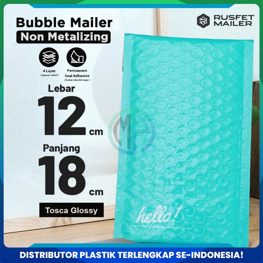 

Amplop Security Bubble Mailer Tosca (Biru) Glossy 12 x 18cm Premium Solid Color Rusfet Harga Satuan