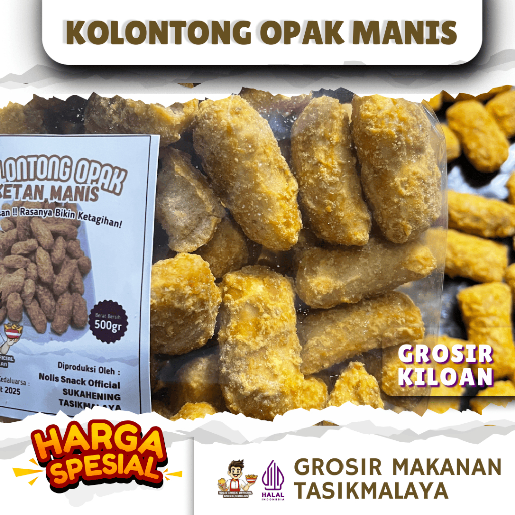 

Kolontong Manis Khas Tasikmalaya / Kelontong Opak ketan Manis gula merah /Grosir Cemilan Nolis Snack