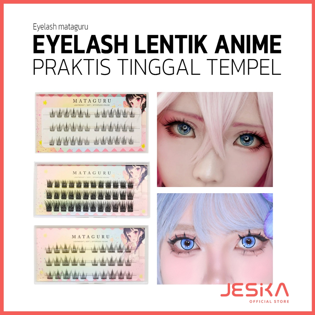 Eyelash extension mataguru cosplay anime praktis pasang sendiri yang bagus natural manga look korean