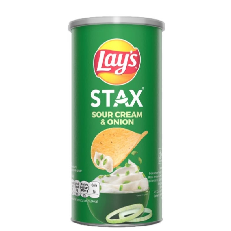 

Lay's Stax Keripik Kentang Rasa Sour Cream & Onion 70 gram