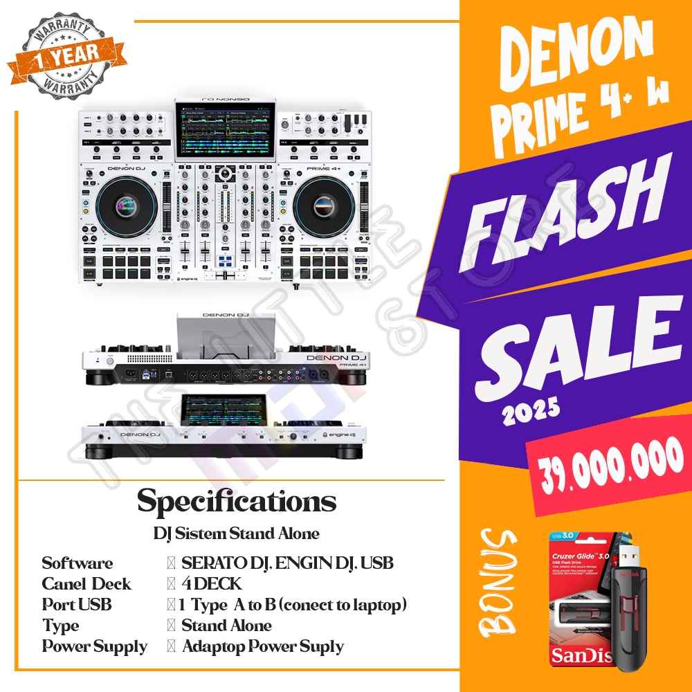 Denon DJ Prime 4+ | Prime 4Plus Prime 4 Plus | Prime 4 + DJ Sistem 4 Chanel Profesional