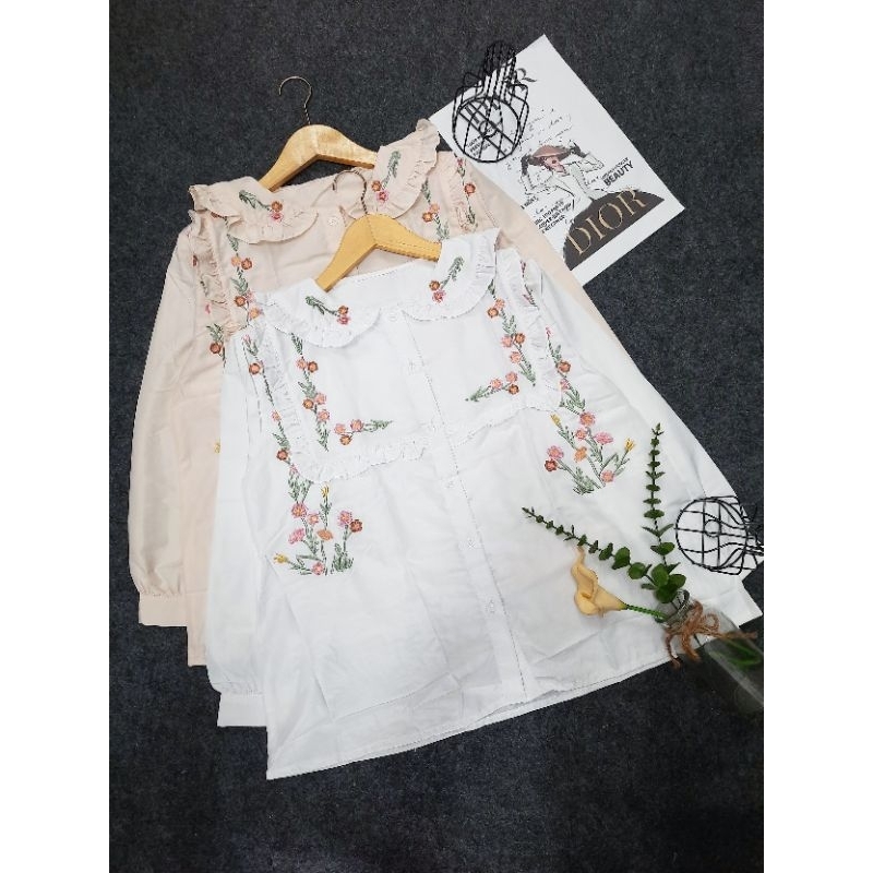 Blouse floral korean vintage