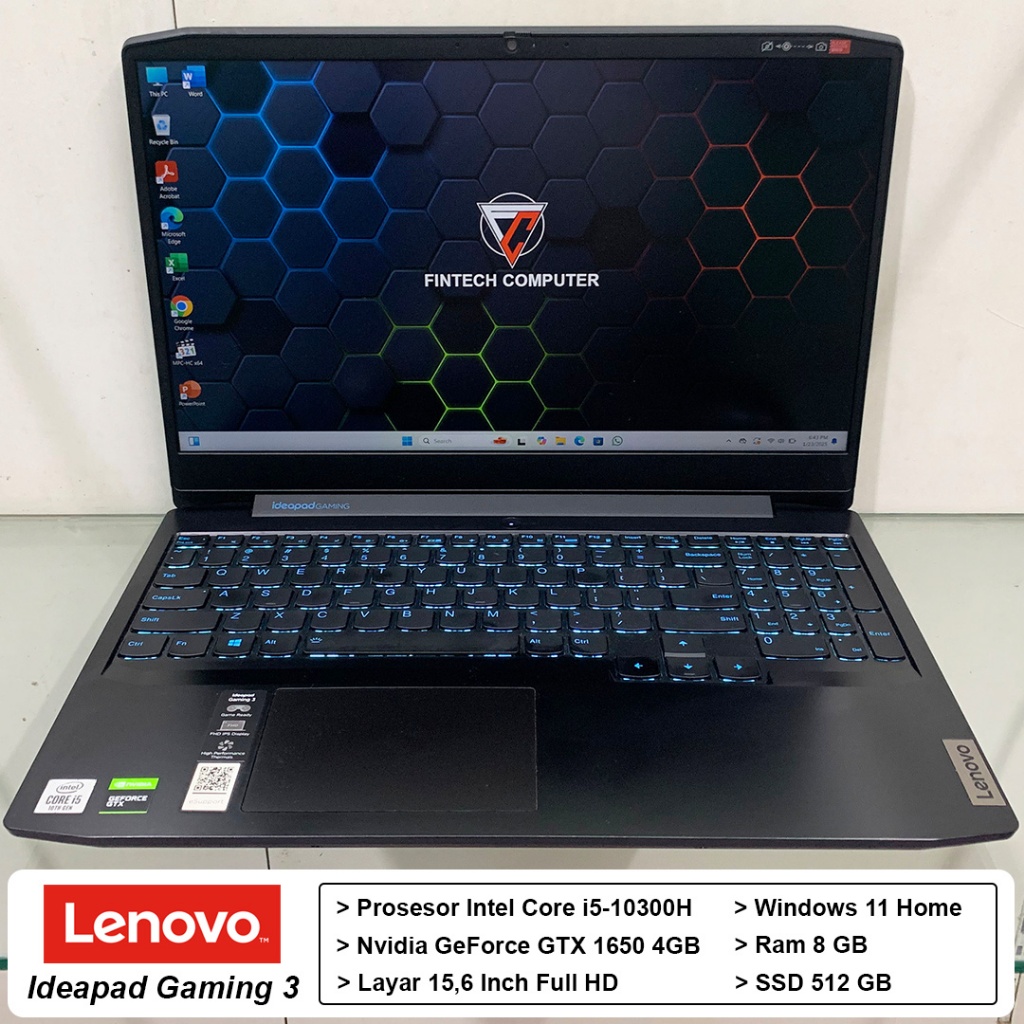 Lenovo Ideapad Gaming 3 Core i5 Gen10 GTX 1650 Ram 8GB SSD 512GB