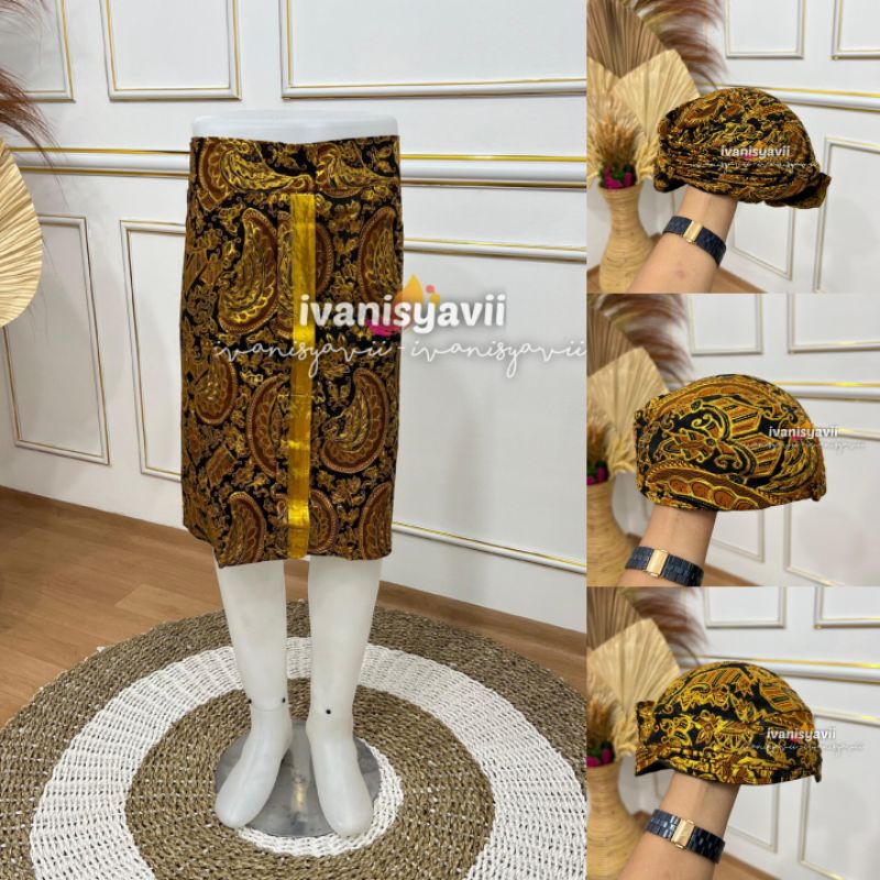 (1Jarik + 1Blangkon) Jarik Instan Sembong Cowok + Blangkon | Motif Lengkap
