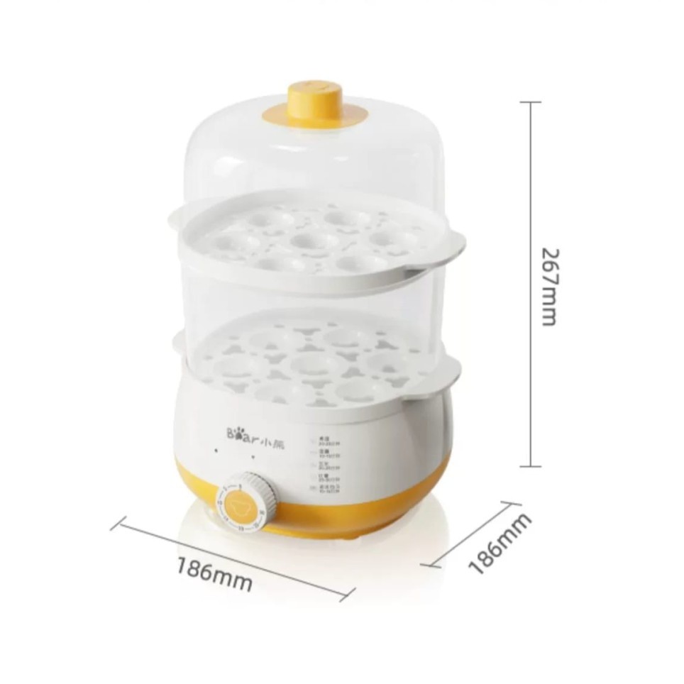 MH -  Bear Egg Steamer Elektrik 2 Susun Stainless Egg Boiler Steamer Food
