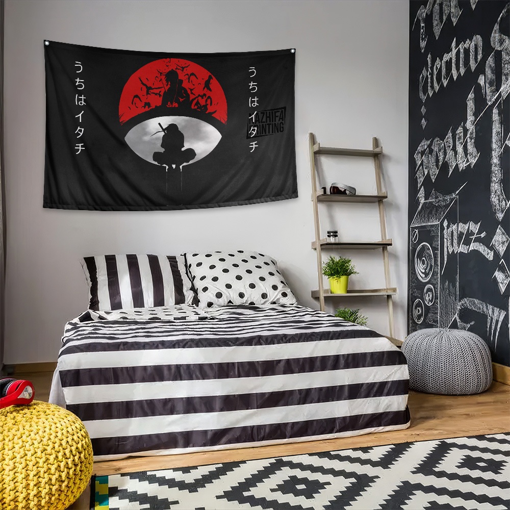 Nazhifa Printing - Poster Bendera Itachi Uchiha, Naruto ( Banner, Dekorasi Dinding, Wall Art,