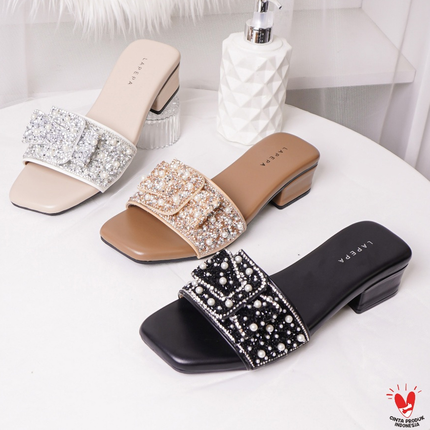 LAPEPA YUK - NEVA Sandal Wanita High Heels Premium Tinggi 4cm Size 36 - 40 Sendal Selop Elegan Hak T