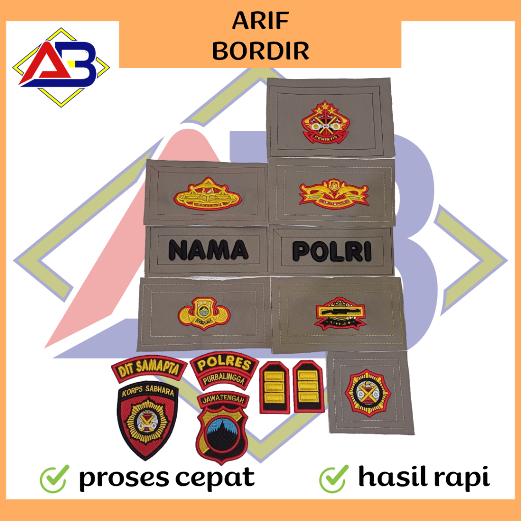 Bordir Polri Timbul Satu Set Sabhara Binmas x Timbul Premium