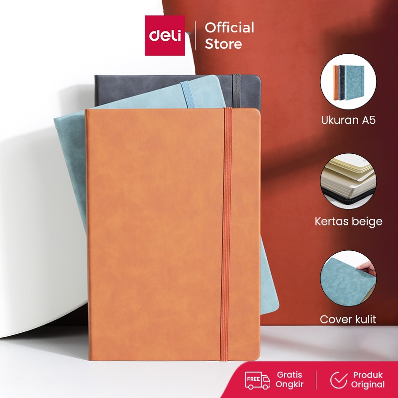 

Deli Leather Cover Notebook / Buku Catatan Sampul Kulit 96 120 Halaman Kertas Tebal EN0XX