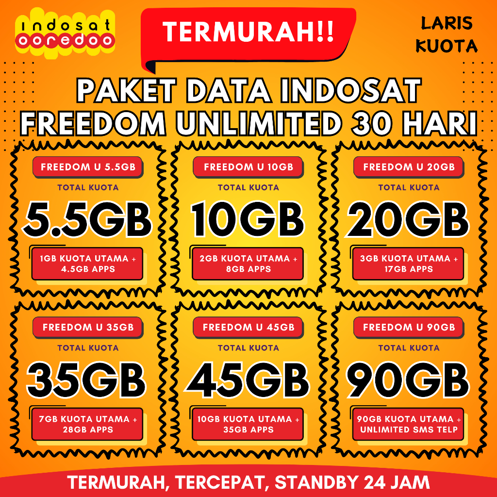 Paket Data Kuota Indosat Freedom Unlimited Bulanan 30 Hari Termurah Kualitas Terbaik