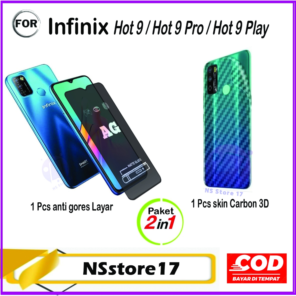 Promo Paket 2in1 Tg ESD Spy Premium Anti gores Anti Glare Infinix Hot 9 Hot 9 Pro Hot 9 Play Tempere