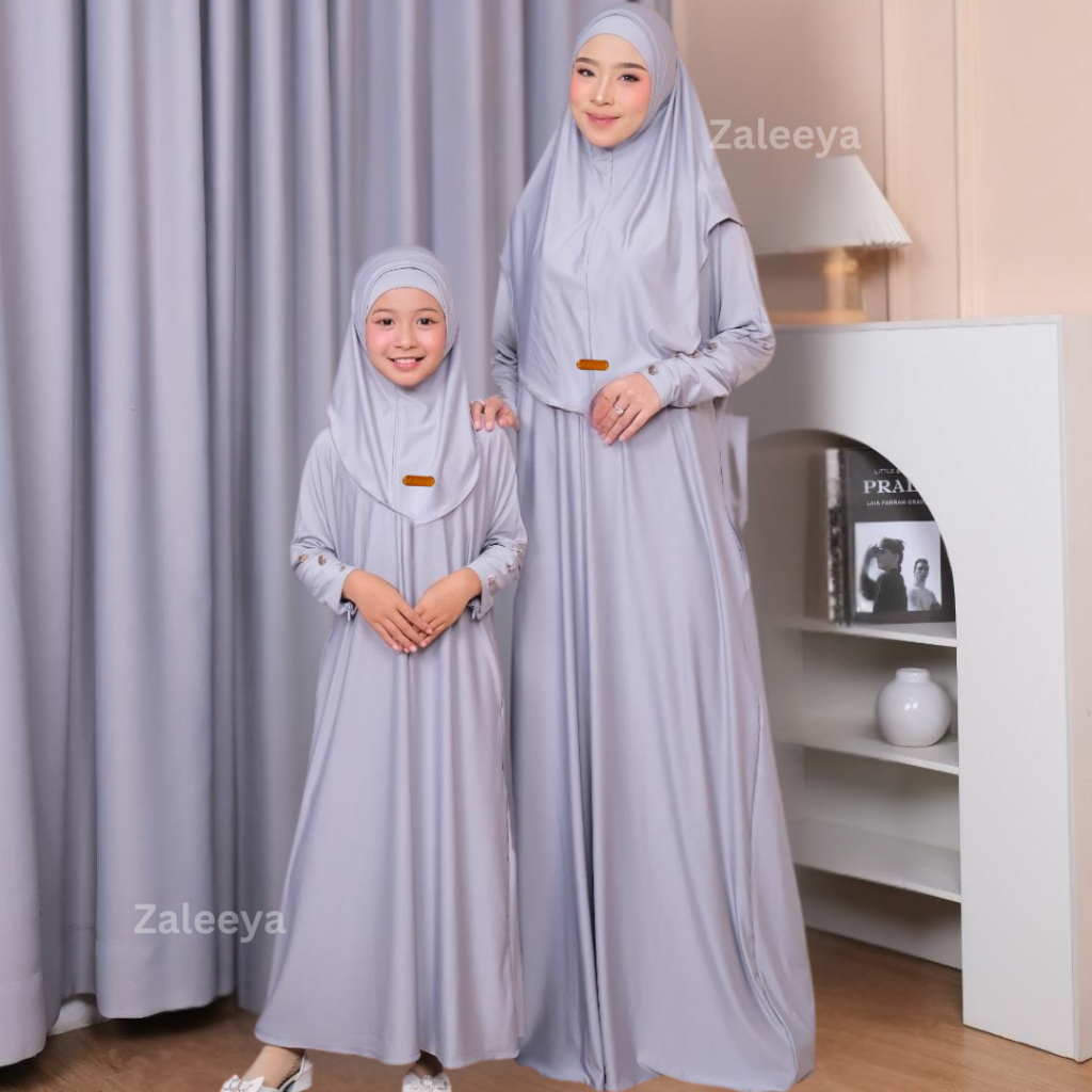 BIG PROMO Gamis Couple Ibu Anak Perempuan Set Hijab Jersey Premium Abaya Couple Ibu Anak Lebaran