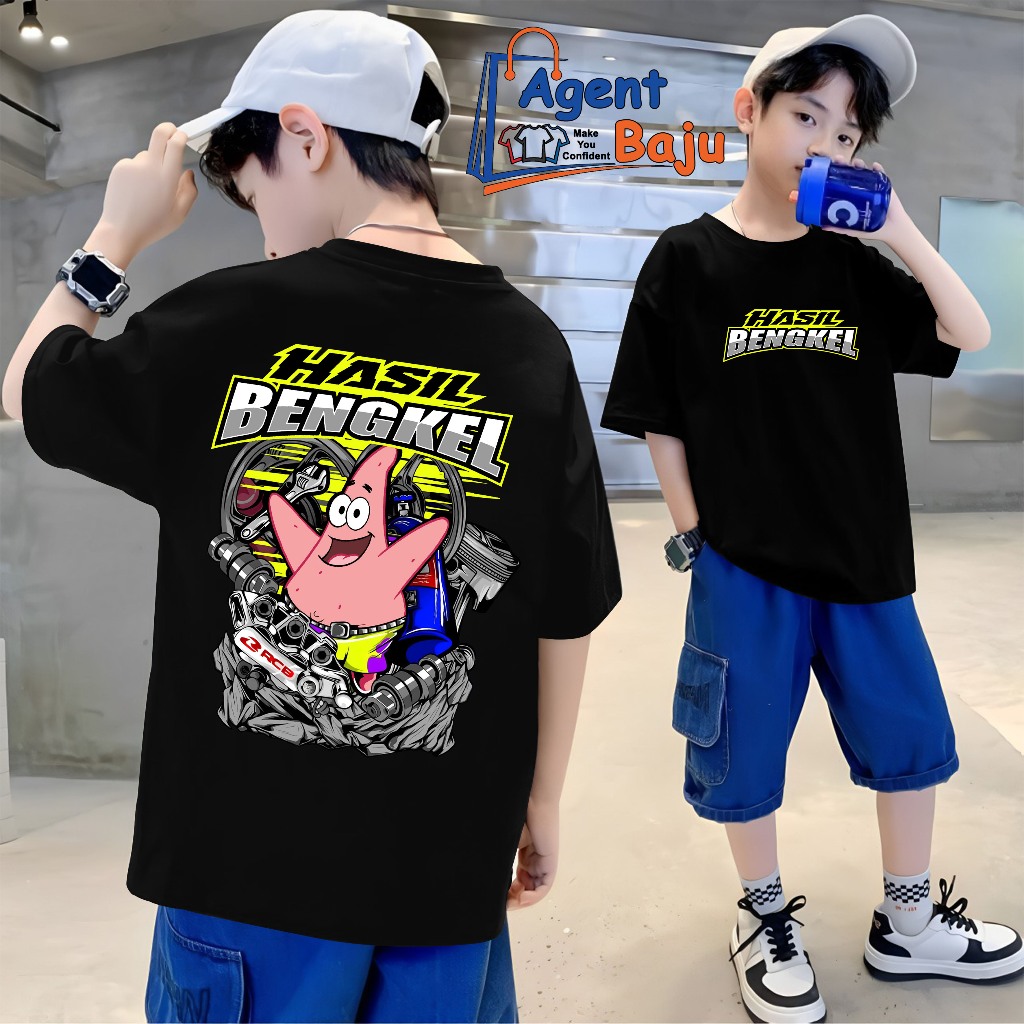 Kaos Anak Pria Distro "HASIL BENGKEL" TSHIRT PREMIUM COTTON TSHIRT RACING BENGKEL | BAJU MOTOR OTOMO