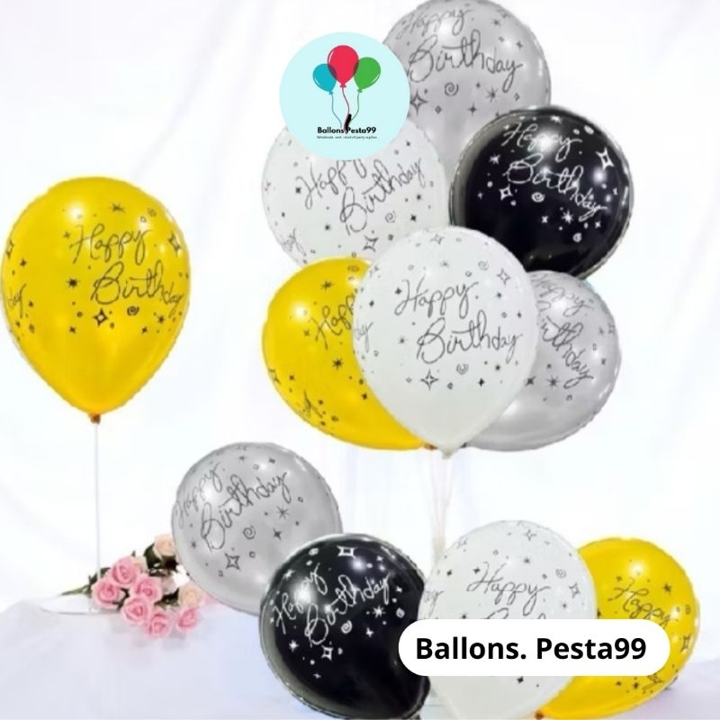 Balon Latex Happy Birthday/Balon Latex Tulisan Happy Birthday Ecer