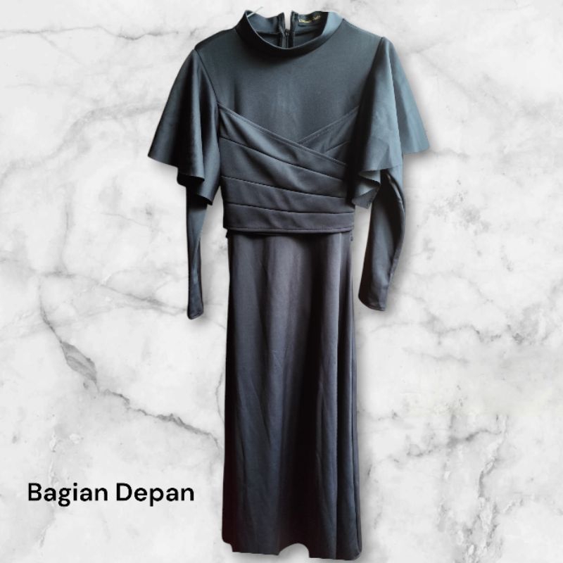 CLARA MAXI / LONG DRESS SCUBA /  GAMIS HITAM / DRESS HITAM